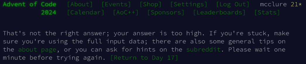"That's not the right answer; your answer is too high."